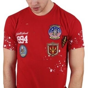 Bleeker & Mercer men's patch distressed t-shirt